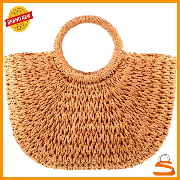 Handbags - Handmade Straw Tote Bag Rattan Woven Handbag Travel Beach Bag